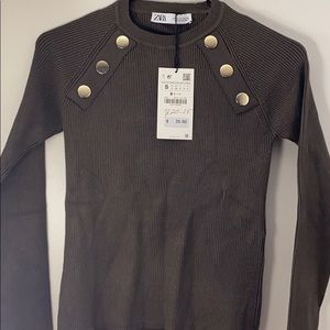 Zara green long sleeve shirt size S